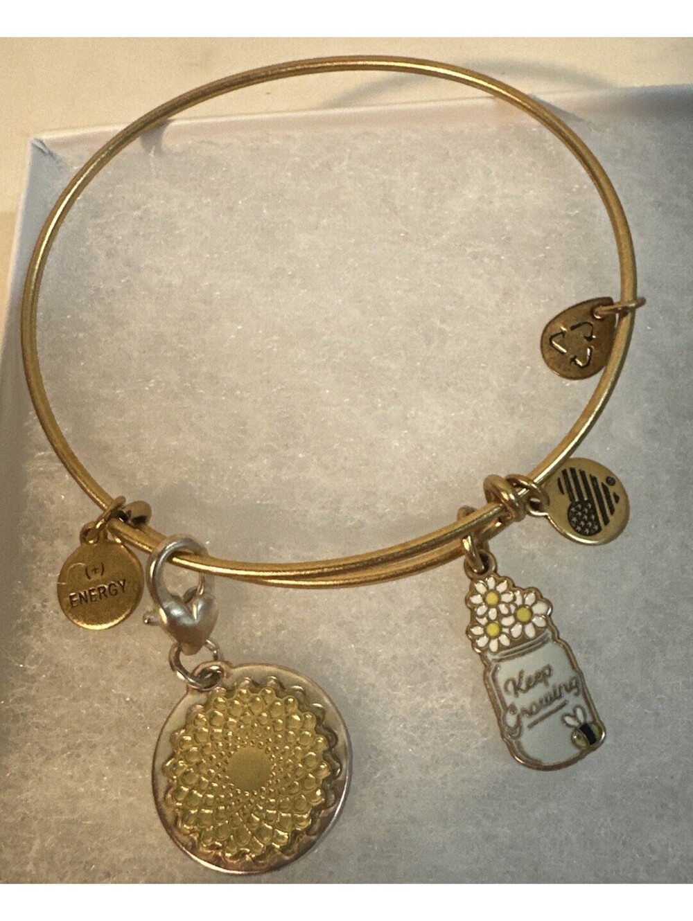 Alex and Ani Charm Bangle Bracelets Gold Niece Energy Bloom Where Planted